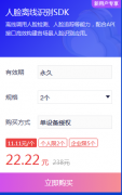 2021雙十一特惠，人臉識(shí)別離線SDK接口11.11元一個(gè)